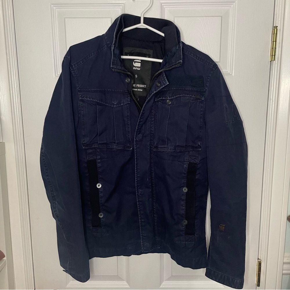 G-Star Raw Navy Blue Cotton Jacket Coat Small